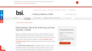 Training courses for ISO 27001 | BSI America - BSI Group