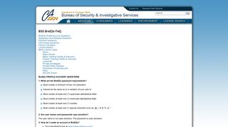 BSIS BreEZe FAQ - Bureau of Security and Investigative Services