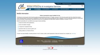 BreEZe Information - Bureau of Security and Investigative Services