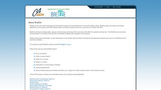BreEZe - About BreEZe - State of California - DCA - CA.gov