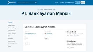 AS58385 PT. Bank Syariah Mandiri - IPinfo IP Address Geolocation API