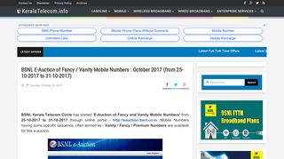 BSNL E-Auction of Fancy / Vanity Mobile Numbers : October 2017 ...