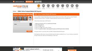 BSNL Postpaid Bill Payment - Pay BSNL Mobile Postpaid Bill Online
