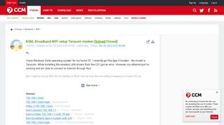 BSNL Broadband WIFI setup Teracom modem [Solved] - Ccm.net