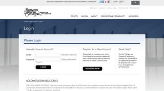 Login - Baltimore Symphony Orchestra