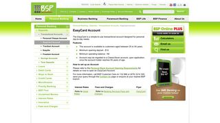 EasyCard Account - Bank South Pacific - FIJI - BSP