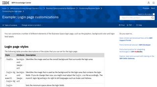 Example: Login page customizations - IBM