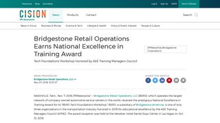 Bridgestone Retail Operations Earns National Excellence in Training ...
