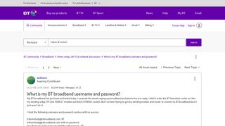 What is my BT broadband username and password? - BT Community