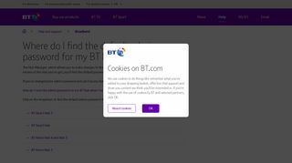 Where do I find the default admin password for my BT Hub? | BT help