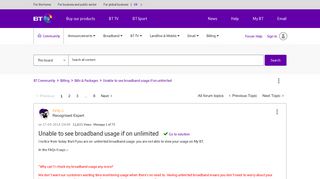 Solved: Unable to see broadband usage if on unlimited - BT Community