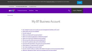 My BT Business Account | BT Business - Service