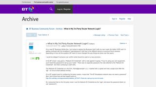 Solved: What Is My 3rd Party Router Network Login? - BT Business ...