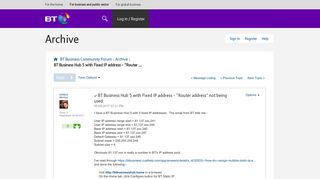 Solved: BT Business Hub 5 with Fixed IP address - 