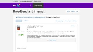 Solved: Setting up 3rd Party Router - BT Business Community Forum