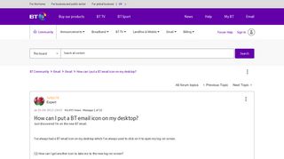 How can I put a BT email icon on my desktop? - BT Community