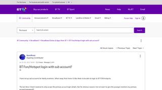 BT Fon/Hotspot login with sub account? - BT Community