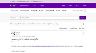 Accessing BT homehub settings - BT Community