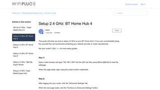 Setup 2.4 GHz: BT Home Hub 4 – WIFIPLUG