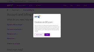 Account and billing | Help | BT - BT.com