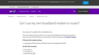 Can I use my own broadband modem or router? | BT Business