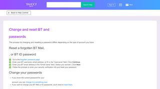 Change and reset BT and  passwords | Partner Central ...