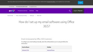 How do I set up my email software using Office 365? - BT Business