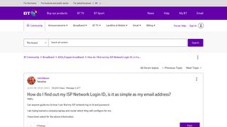 How do I find out my ISP Network Login ID, is it a... - BT Community