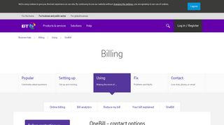 OneBill | Using | Billing - BT Business - Service