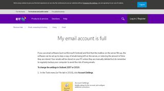 My email account is full | BT Business