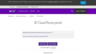 BT Cloud Phone portal | BT Business