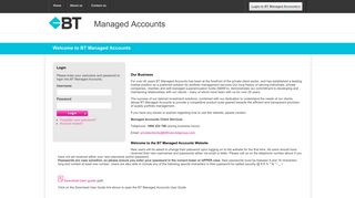 BT Managed Accounts: Log in
