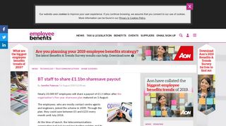 BT staff to share £1.1bn sharesave payout - Employee Benefits