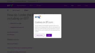 How do I order the BT Sport App only, including on EE? | BT help