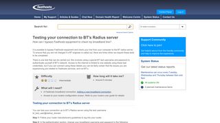 Testing your connection to BT's Radius server