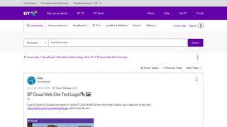 BT Cloud Web Site Test Login - BT Community