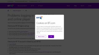 Problems logging in to the BT TV App and online player | BT help