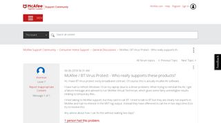 McAfee Support Community - McAfee / BT Virus Protect - Who really ...