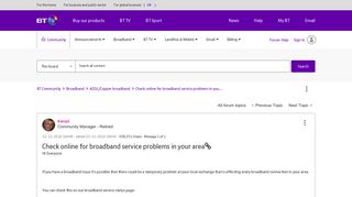 Check online for broadband service problems in you... - BT Community