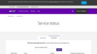 Service status | BT Business