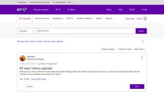 BT mail / Yahoo calendar - BT Community