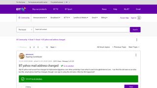Solved: BT yahoo mail address changed - BT Community