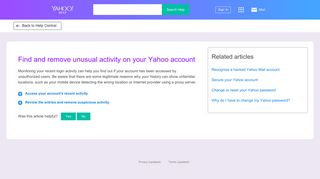Find and remove unusual activity on your Yahoo account | Yahoo Help ...