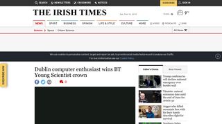Dublin computer enthusiast wins BT Young Scientist crown - Irish Times