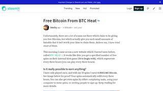 Free Bitcoin From BTC Heat — Steemit