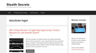 btcclicks login | | Stealth Secrets