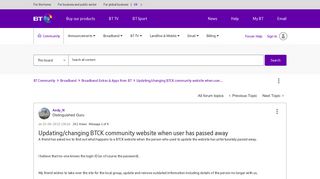Updating/changing BTCK community website when user... - BT Community