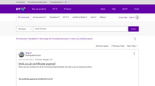 btck.co.uk certificate expired - BT Community