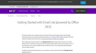 Getting Started with Email Lite (powered by Office 365) | BT Business