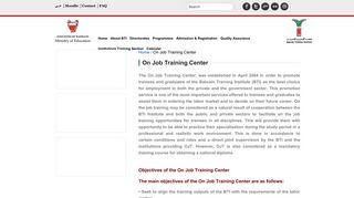 Bahrain Training institute | On Job Training Center